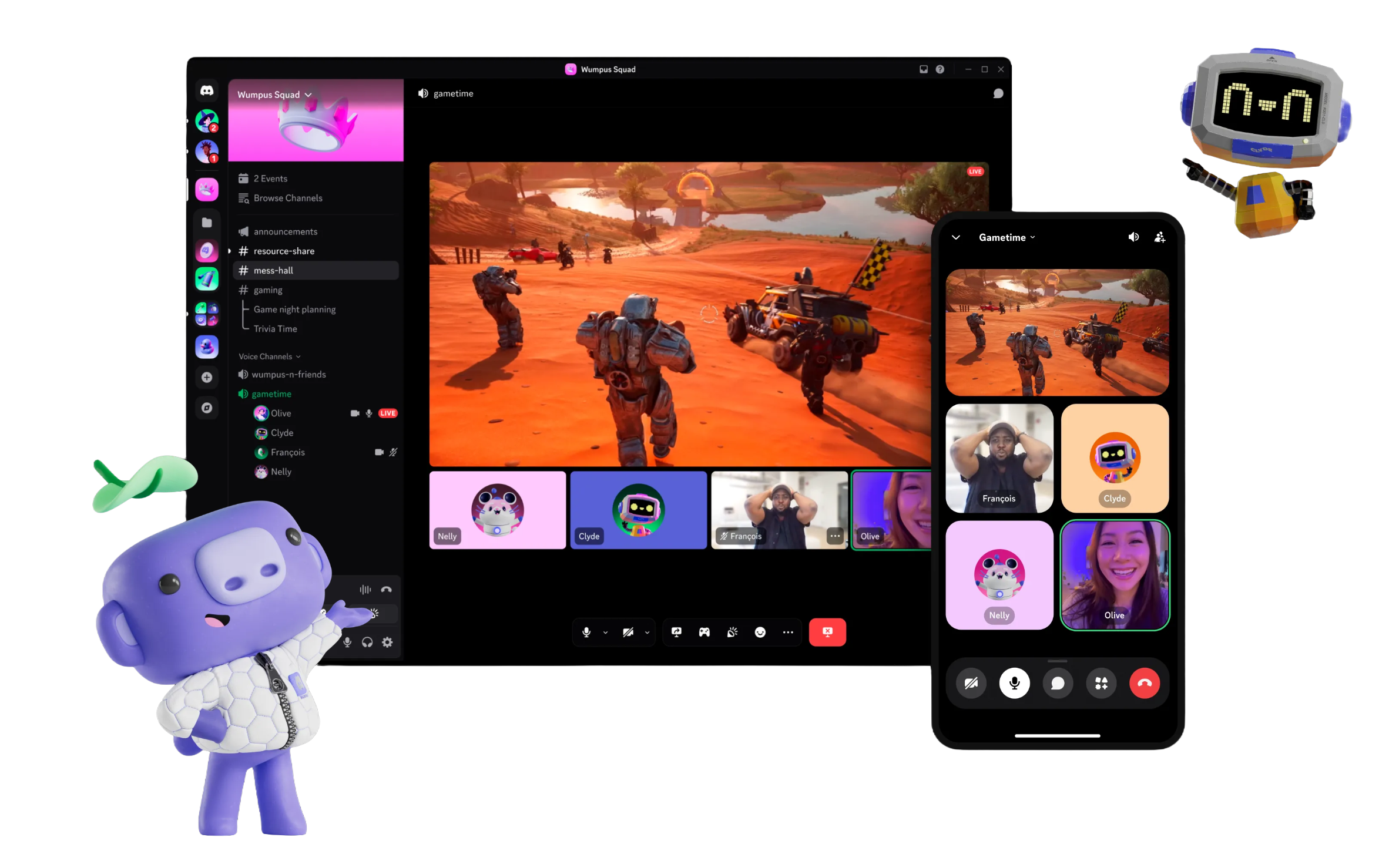 Discord 下载页多端设备与角色装饰主视觉